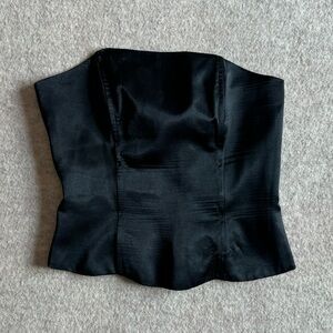 Unit black satin corset top with zipper on the back